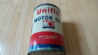 Vintage Skelly Oil Co Uniflo 5 Quarts Motor Oil Can Wonderful