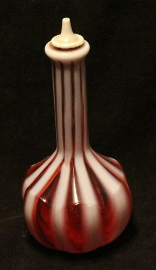 Vintage Fenton Cranberry Opalescent Dot Optic Barber Bottle