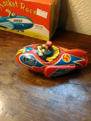 Vintage Rocket Racer Tin Friction Toy