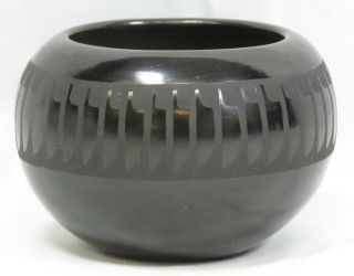 San Ildefonso Blackware Pottery Bowl Pot Jar Pueblo Adam Matinez Santana Signed