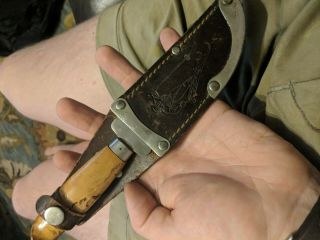 Vtg Frosts Rostfri Med Skarpa Hunting Knife Made In Sweden,  Jaktniv W/ Sheath