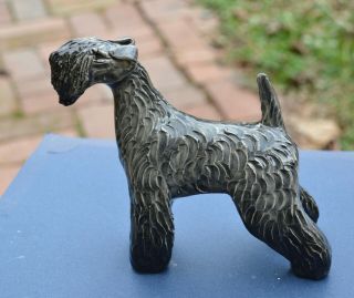 Kerry Blue Terrier.  Handsculpted Ceramic Ooak.  Look