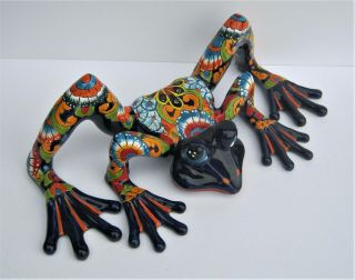 Mexican Talavera Pottery Spider Frog Sculpture Animal Figure 24 "