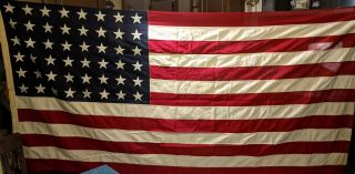 Vintage Usa Flag Wwii Valley Forge 48 Star Stripes Sewn American Huge 9.  5 