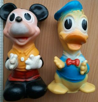 Mickey Mouse Donald Duck Walt Disney Old Rubber Toy Doll Yugoslavia Biserka Art