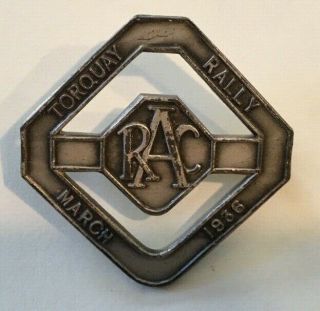Vintage Rac Royal Automobile Club Torquay Rally March 1936 Lapel Pin Car Badge
