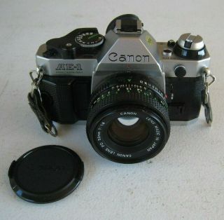 Vintage Canon Ae - 1 Camera 35mm With Fd 50mm 1:1.  8 Lens Nm Ca7