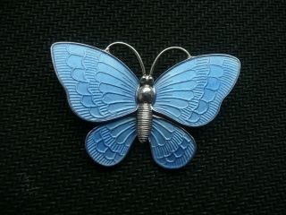 Vintage Silver Enamel Butterfly Brooch Volmer Bahner Denmark
