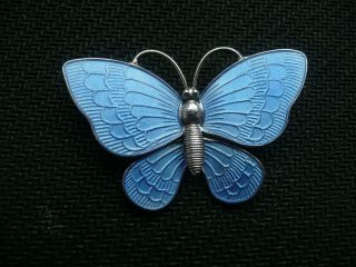 Vintage Silver Enamel Butterfly Brooch Volmer Bahner Denmark 2