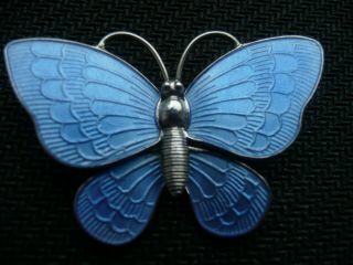 Vintage Silver Enamel Butterfly Brooch Volmer Bahner Denmark 3