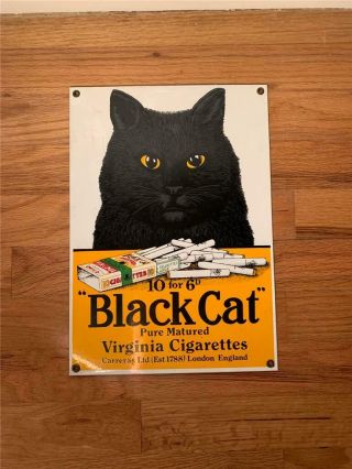 Vintage " Black Cat " Virginia Cigarettes Metal Sign Kitty Smokes