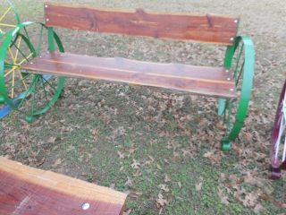 1 Wagon Wheel Bench Set 30 " Steel Ornamental Iron Garden Western Rustic Art