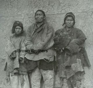 1900s Historic China Famine Suffering From Starvation Glass Photo Negative 3 Bb