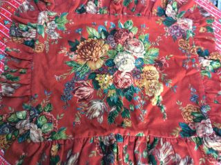 Vtg Ralph Lauren Aylesbury? Standard Bed Pillow Sham Floral Barkcloth Cottage