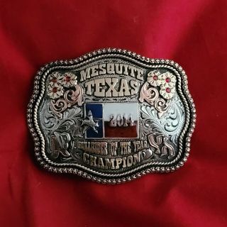 Rodeo Trophy Buckle ☆2014 ☆mesquite Texas☆ Bull Riding Champion ☆vintage 274