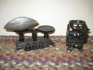 Vintage Cast Iron Salesman Sample Miniature Scale & Weights Coffee Grinder