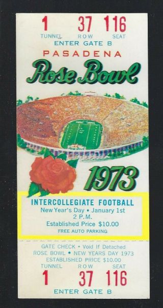 Vintage 1973 Ncaa Rose Bowl Full Football Ticket Trojans Vs Ohio State Buckeyes