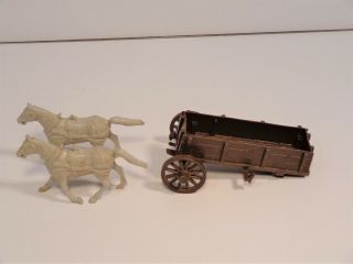 Marx Wagon Train Playset Brown Wagon With Matching Horses