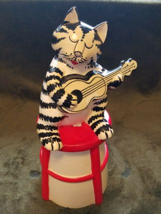B.  Kliban Cat With Guitar On Stool Cookie/dry Material Jar Tastesetter By Sigma