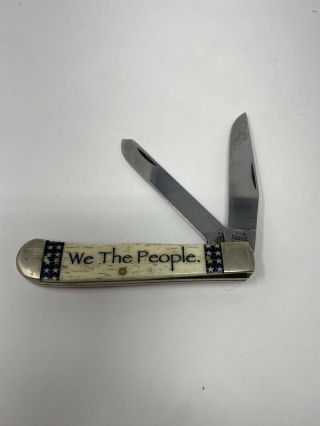 Case Xx We The People Bone Trapper Folding Pocket Knife 6254 Ss 2004 Flag Logo