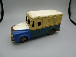 Vintage Postal Savings Truck Bank With Safe Sss Japan Tin Friction Toy