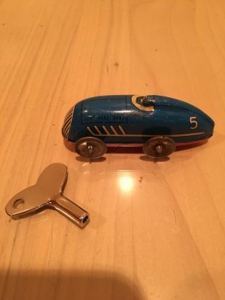 Vintage Tin Wind - Up Toy Micro Racer Car W/key - Fine - Approx 2.  75 " Long