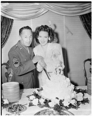 Linda Darnell Cutting Cake Vintage 1940s 4x5 Camera Negative