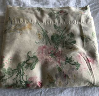 Vintage Ralph Lauren Therese King Size Flat Bed Sheet Floral Sateen