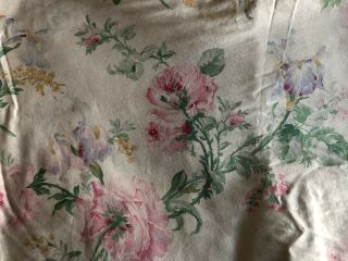 Vintage Ralph Lauren THERESE KING SIZE Flat Bed Sheet Floral Sateen 2