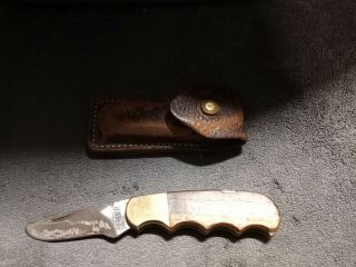 Vintage Gerber Folding Knife Portland Or 97223 Brass Wood Grips Handle - Av