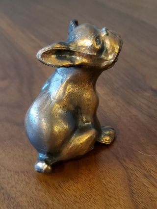 Vintage Boston Terrier Puppy Dog Figurine Pot Metal With Bronze Copper Color