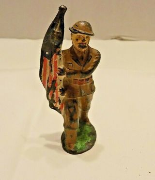 Vintage Barclay Manoil Lead Soldier American Flag