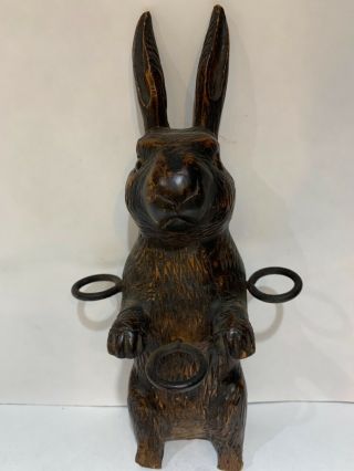 Vintage Americana Carved Wood? Bunny Rabbit Toothbrush Holder? Wall Hanger ❤️❤️