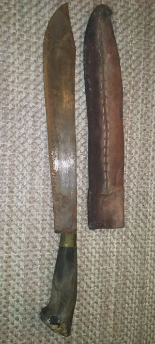 Wwii Era? Vintage Philippines Bolo Knife With Leather Sheath Vtg 19 "