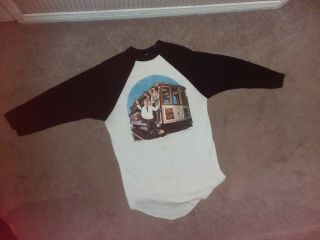 Vintage 80s Huey Lewis & The News Mens L 1984 Tour 2 - Sided Raglan Henley T - Shirt