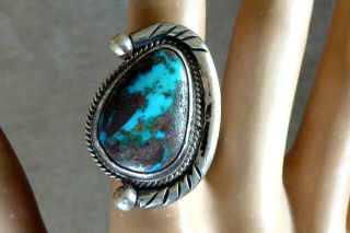 Vintage Sterling Silver Navajo Hand Made Turquoise Ring Sz 7 Native Ring