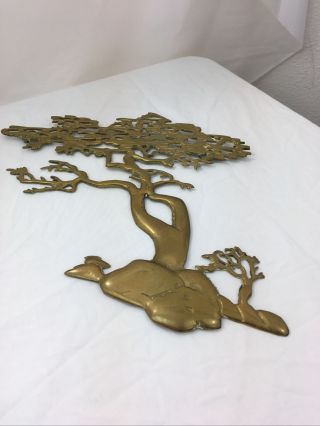 Vintage Solid Brass Bonsai Tree Of Life Hanging Wall Art