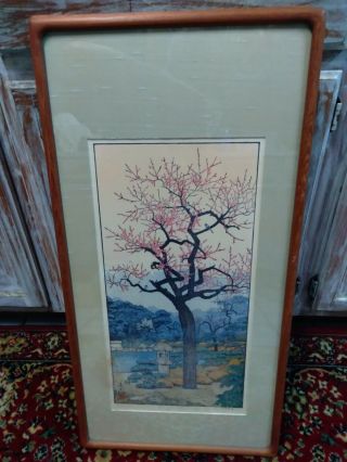 Toshi Yoshida Woodblock Print Plum Tree Of The Friendly Garden Mid Century Frame