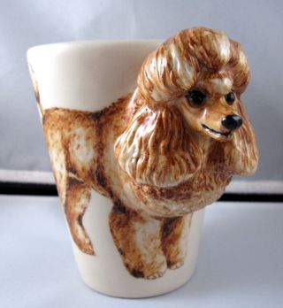 Vintage Blue Witch 3d Mug Poodle Dog Ceramic Hand Painted 8 Oz Coffee Cup Mug