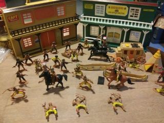 Western Play Set Cowboys And Indians Vintage Hand Painted