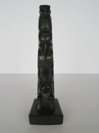 Argillite Haida Northwest Coast Carved Totem Art Sculpture (5 5/8 ")