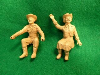 Vintage 1950s Roy Rogers & Dale Evans Sitting Figures From Chuck Wagon Play Set
