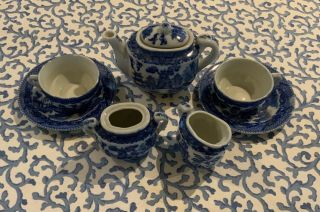 1940’s Childs Blue Willow China Tea 8 Pc.  Set Made In Japan