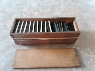 Vintage Ebony & Ivory Domino Set In Wood Box 1800 