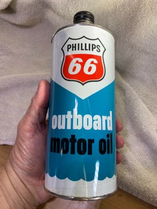 Vintage Phillips 66 Outboard Motor Oil 1 Quart Can Old Metal