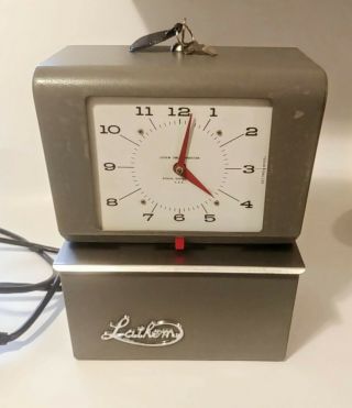 Vintage Lathem Automatic Time Clock Punch Card Recorder 4021,  Keys