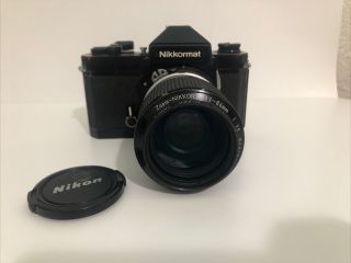Vintage Nikkormat Ft3 Black 35mm Slr Film Camera Body.  W/ Nikon 43 86mm Lense