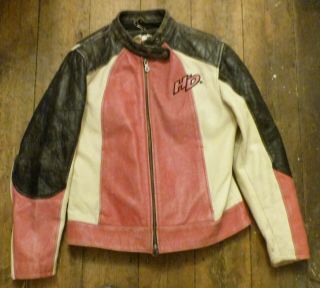 Unusual Vintage Harley Davidson Leather Motorcycle Jacket - Size M