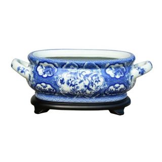 Unique Blue & White Porcelain Foot Bath Basin Chinese Bird Motif