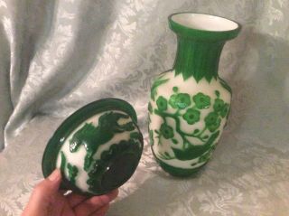Chinese Peking Glass Vase And Bowl